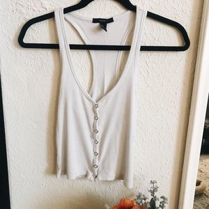 Button Up V-Neck Tank